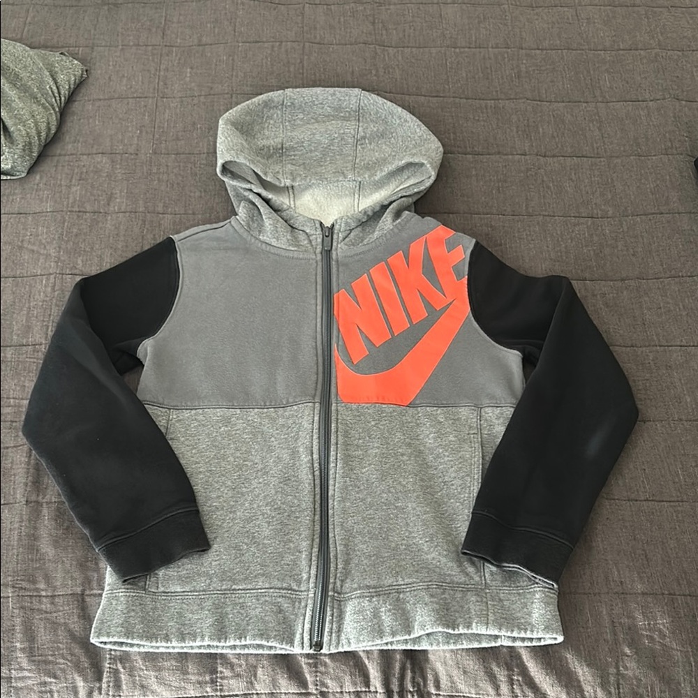 Nike Gray and Black Hoodie with RedOrange Logo